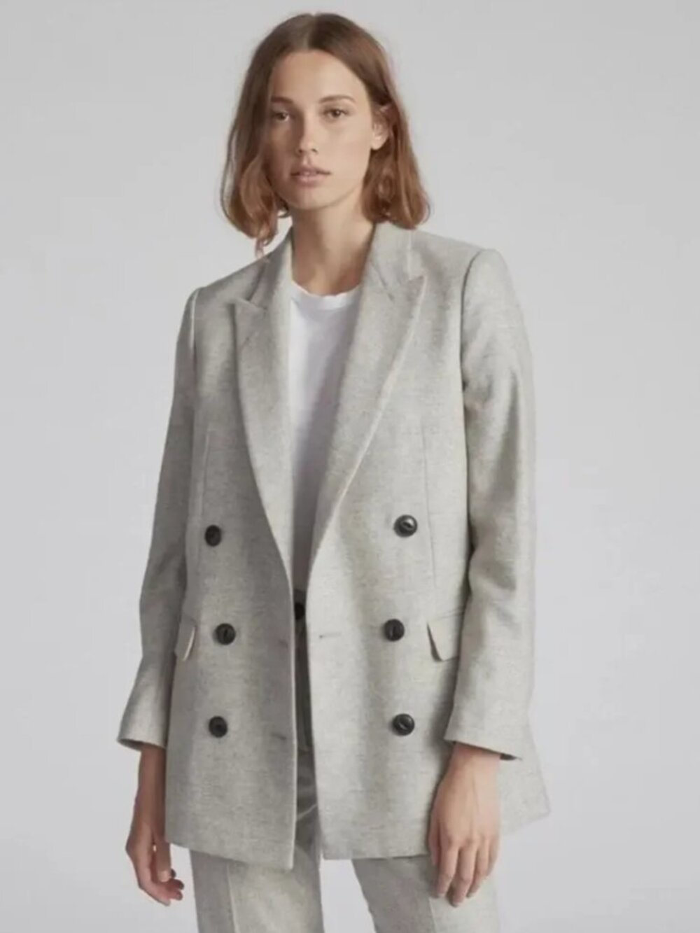 Rag & Bone Ellie Gray Oversized Double Breasted Wool Blazer Size 2